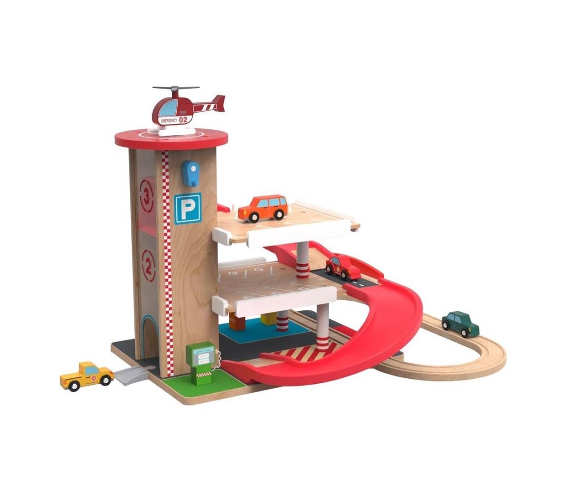 2Kids Toys - Drewniany garaż z torami kolejowymi