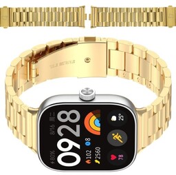 Bizon Pasek ze stali nierdzewnej Strap Watch Aura do Xiaomi Redmi Watch 4 / Smart Band 8 Pro / 9 Pro, złoty