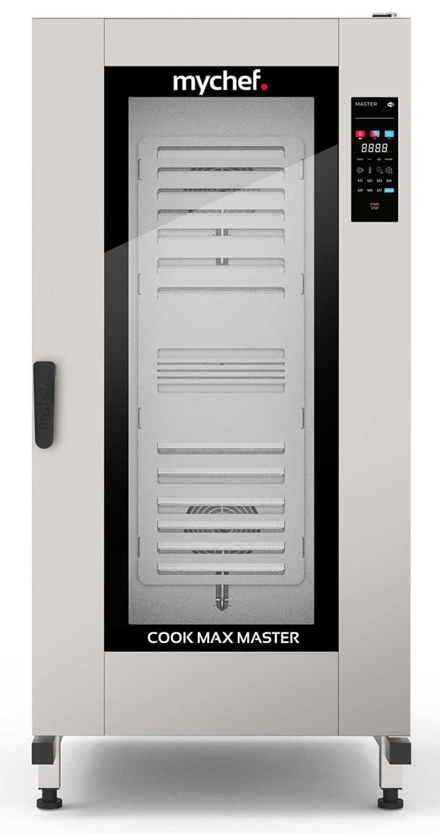 Piec konwekcyjno-parowy gazowy z wózkiem system myjący 20xGN1/1 40 kW 230 V Mychef COOK MAX MASTER 201G