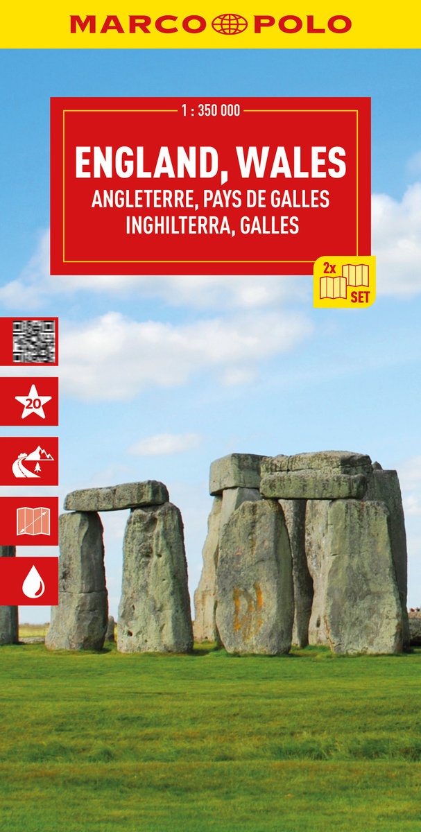 Anglia, Walia. Mapa drogowa. 1:350 000