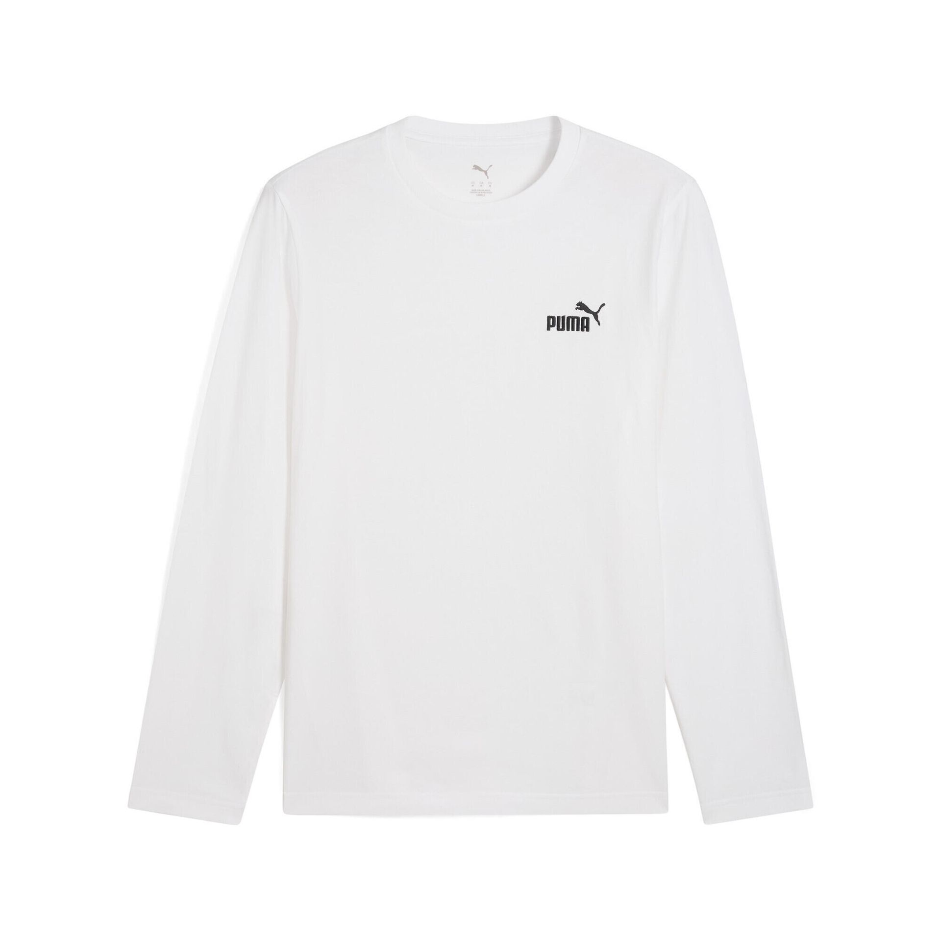 Męska koszulka Essentials z logo No. 1 i długim rękawem PUMA White