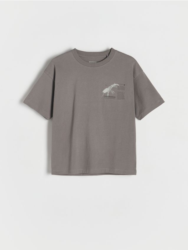 Reserved - T-shirt z nadrukiem - ciemnoszary