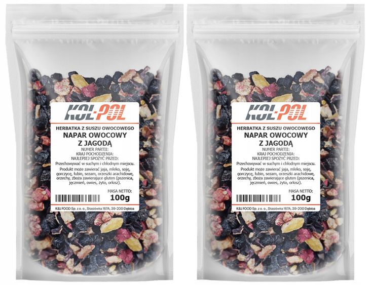 Herbata Owocowa Napar Jagoda 200g Naturalna suszona herbatka jakość Kol-Pol