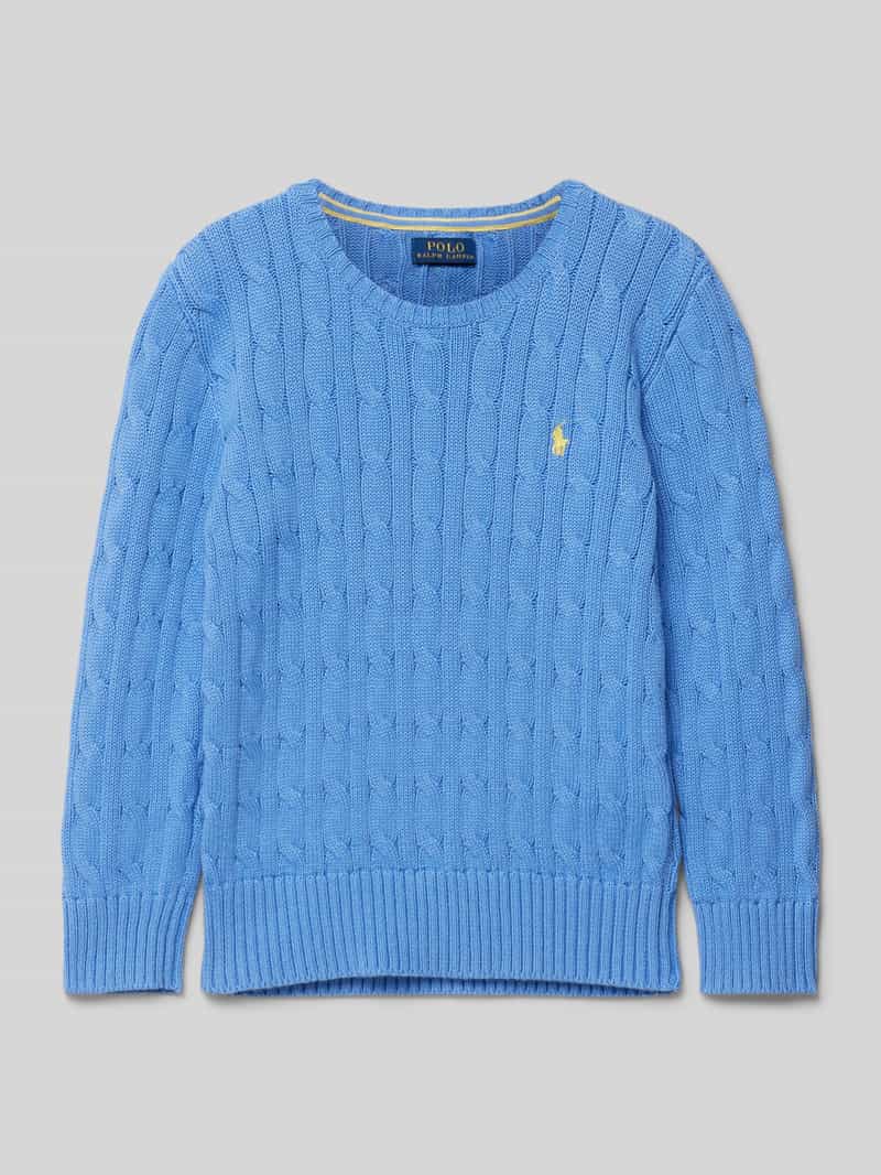 Sweter z dzianiny z wyhaftowanym logo