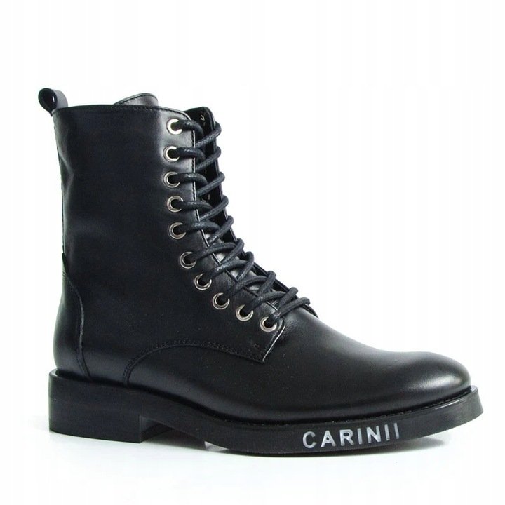 Carinii B8769-E50 czarne botki trzewiki damskie płaski obcas skóra r.37