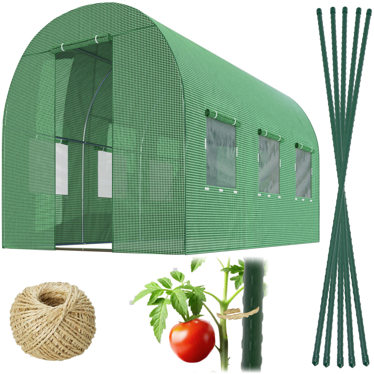 Tunel foliowy ogrodowy szklarnia 2x3,5m tyczki 7m2 zielony Plonos
