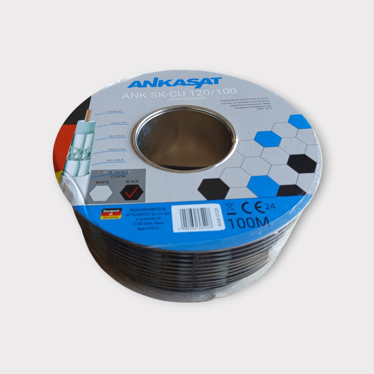 Kabel Koncentryczny Ankasat Ank Sk-Cu 120/100M Cpr-Eca/Paper Spool - Czarny