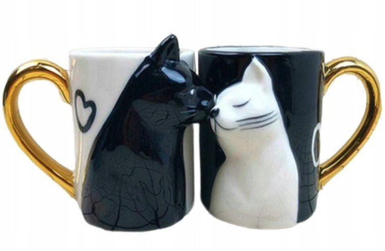Zestaw Kubków Kubki Ceramiczne 3D Koty Kotki Prezent 350Ml