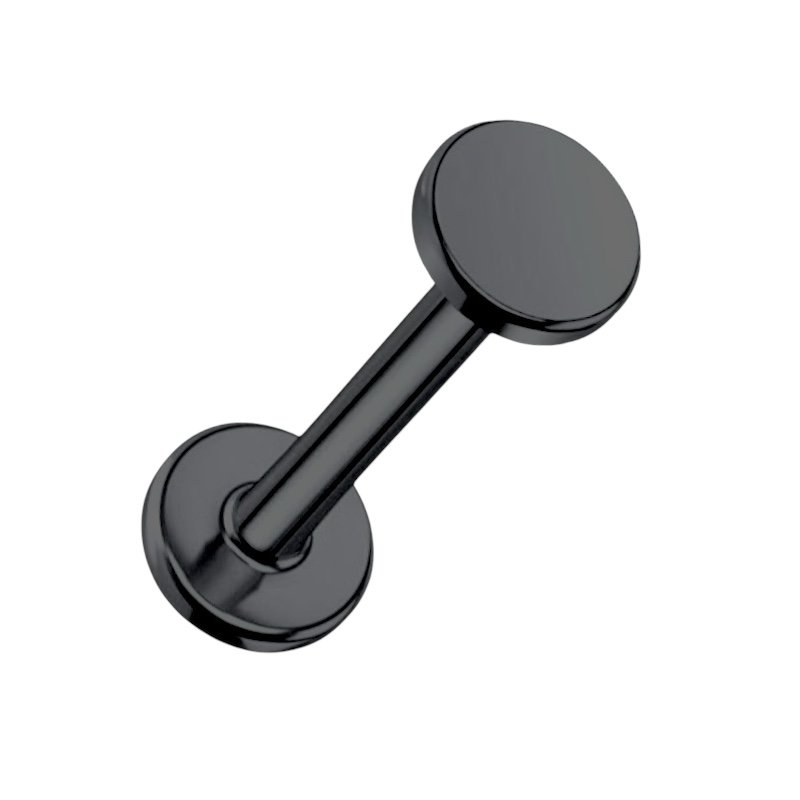 Kolczyk Czarny Labret z płaskim dyskiem Dysk Lobe Tragus TYTAN 1.2/12/4