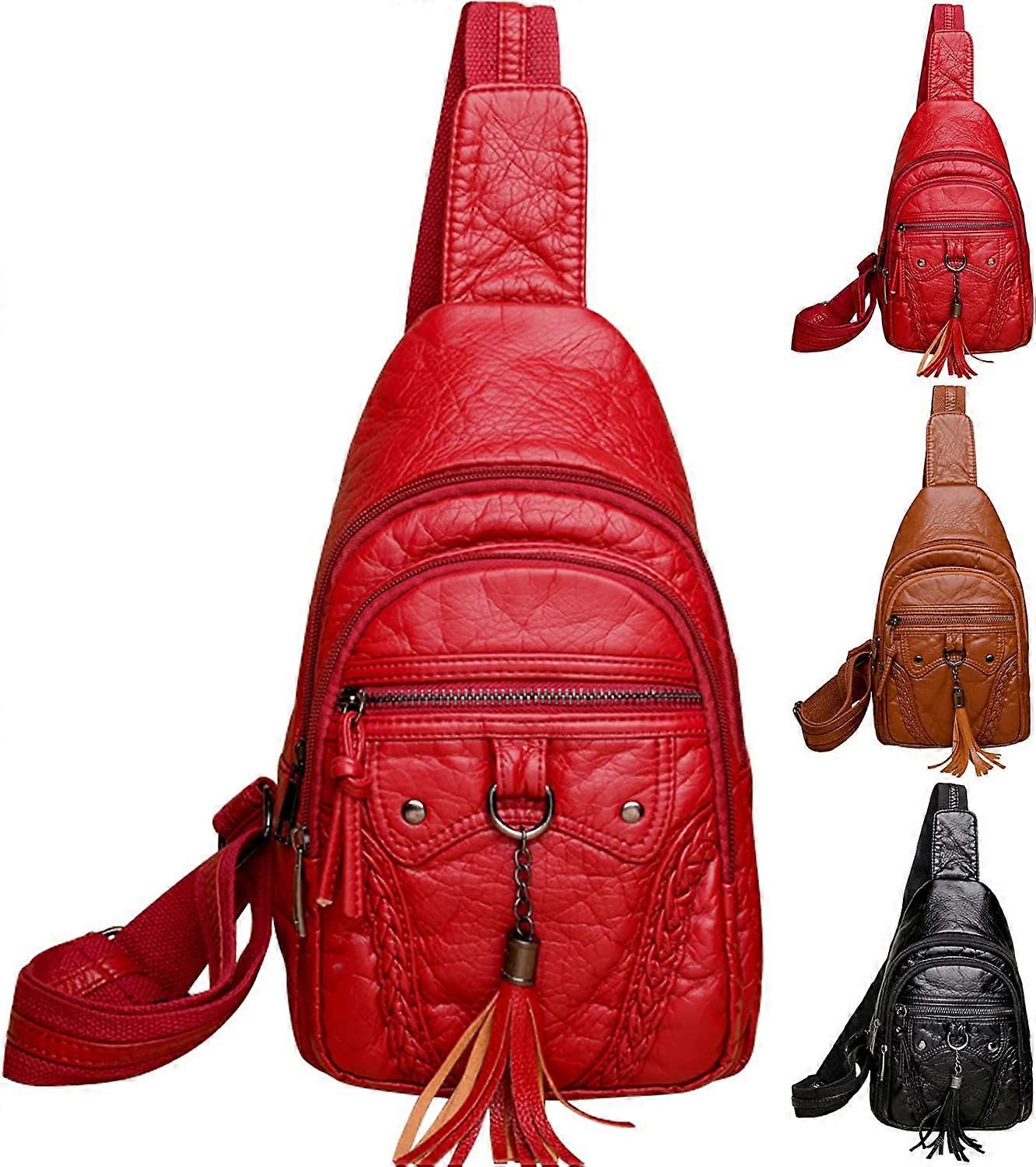 Morakot Skórzana torba na nosidło dla kobiet Wodoodporna torba crossbody Torba na klatkę piersiową Modna mała torebka plecakowa do podróży Piesze w...