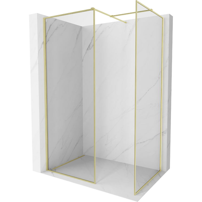 Mexen Kioto-XF ścianka prysznicowa Walk-in z ramką 140 x 90 cm, transparent 10 mm, złota szczotkowana - 800-140-202-04-55-090-XF