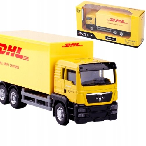 SAMOCHÓD CIĘŻARÓWKA KONTENER METALOWA ZABAWKA DLA DZIECI SCANIA DHL 1:64