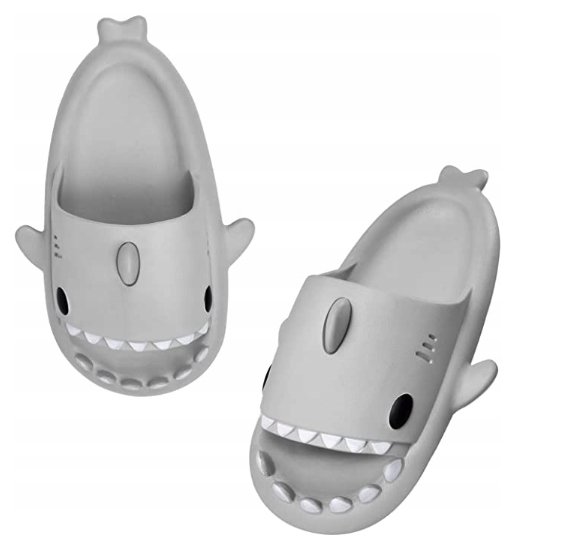 GRUBE KLAPKI NA BASEN REKINY ANTYPOŚLIZGOWE KAPCIE SHARK SZARE 29-30