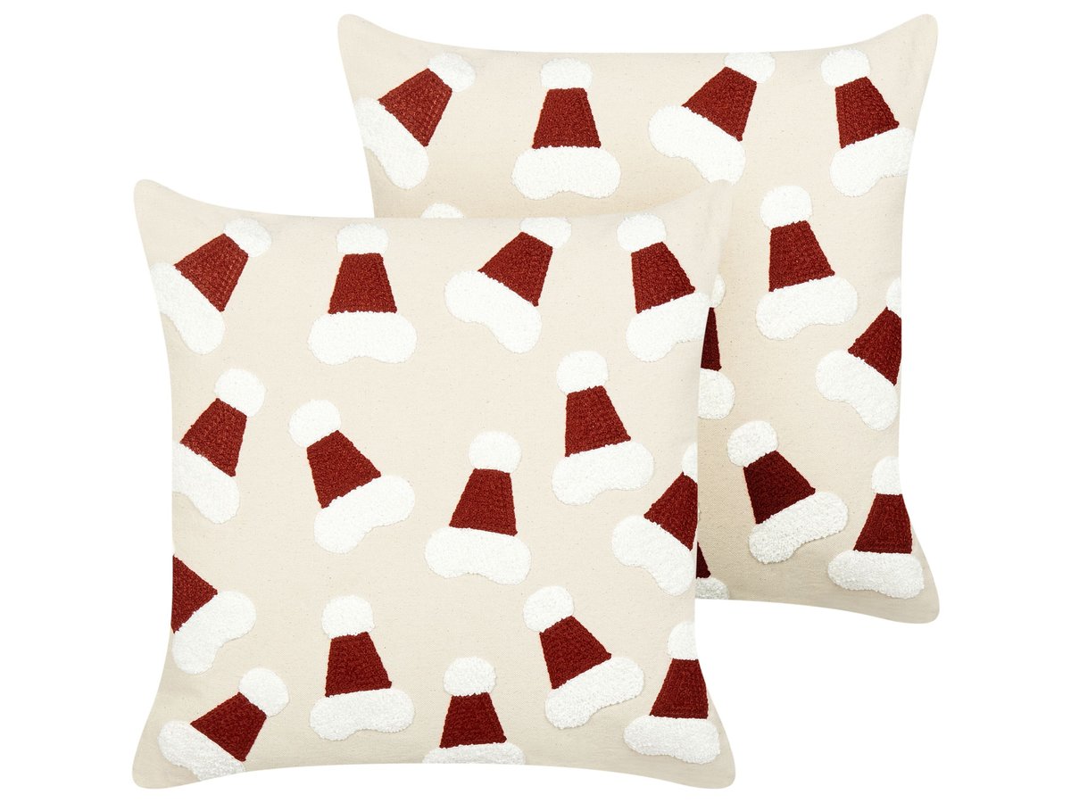 Zestaw 2 poduszek SUGARPLUM Bawełna 45 x 45 cm Dla dzieci Haft Jasnobeżowy