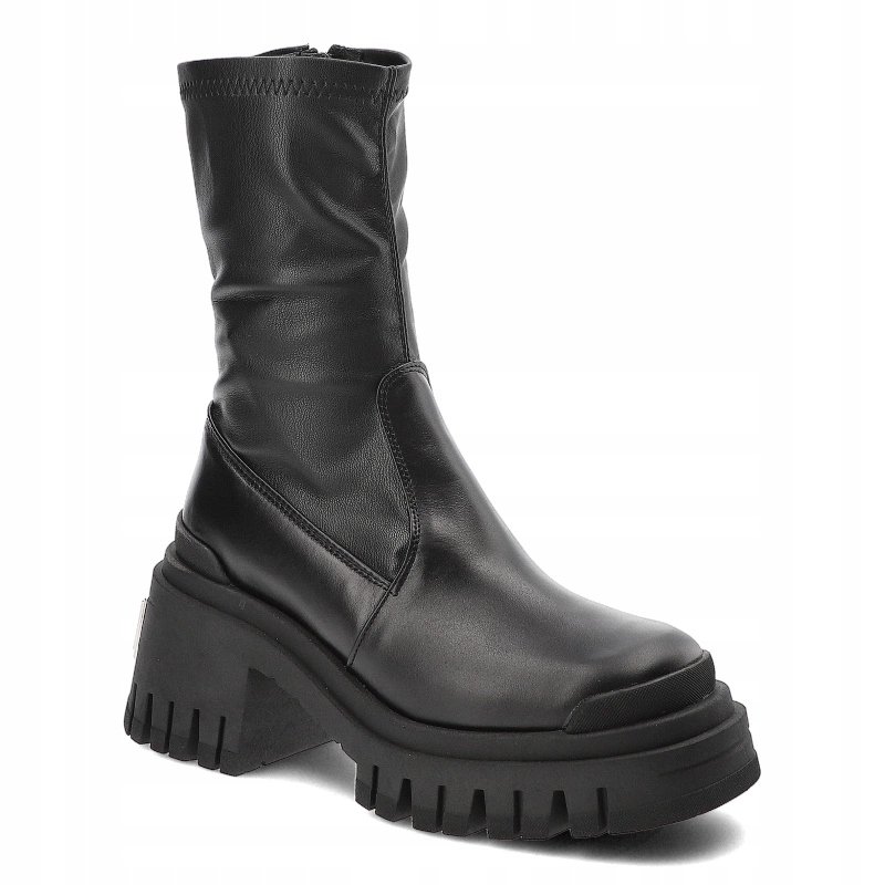 Czarne botki workery CARINII B10021 klocek platforma skóra modne