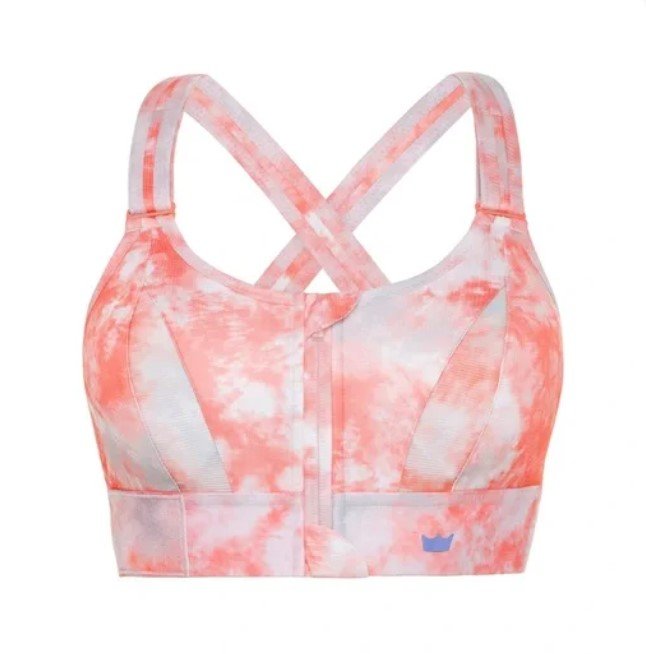 BIUSTONOSZ SPORTOWY SHEFIT TIE DYE POMARAŃCZOWE MOCNE PODTRZYMANIE REGULOWANY L