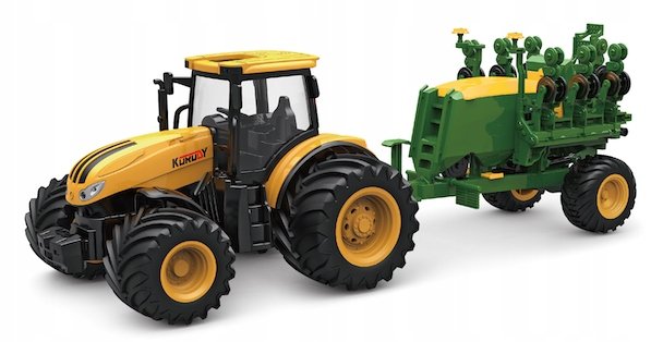 TRAKTOR Z SIEWNIKIEM GUMOWE KOŁA ZABAWKA POJAZDY ROLNICZE