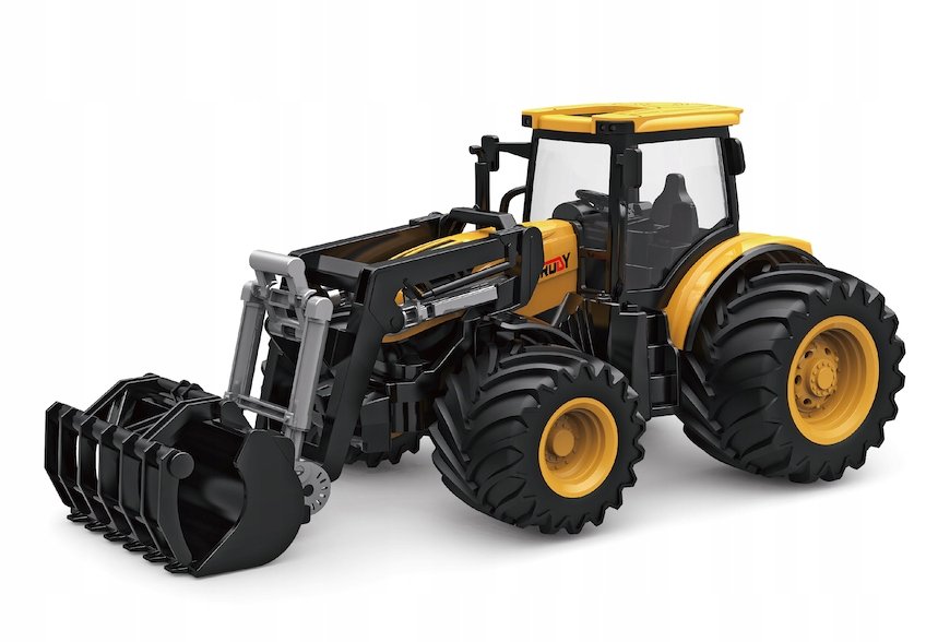 TRAKTOR Z ŁADOWARKĄ CZOŁOWĄ GUMOWE KOŁA ZABAWKA POJAZDY ROLNICZE