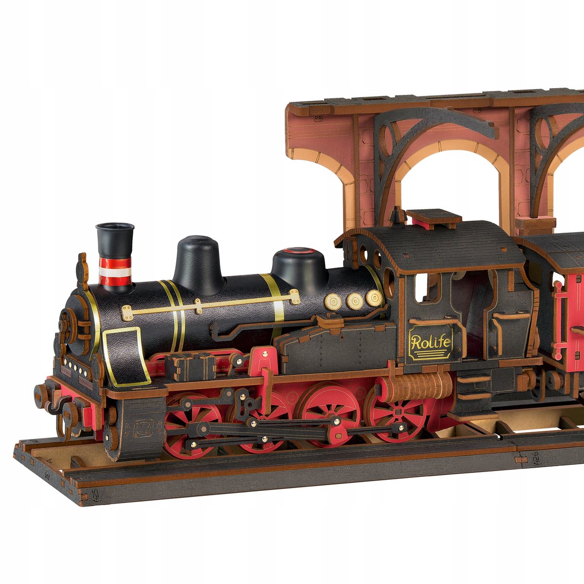 LOKOMOTYWA PAROWA ROBOTIME DREWNIANY MODEL PUZZLE KONSTRUKCYJNE 3D