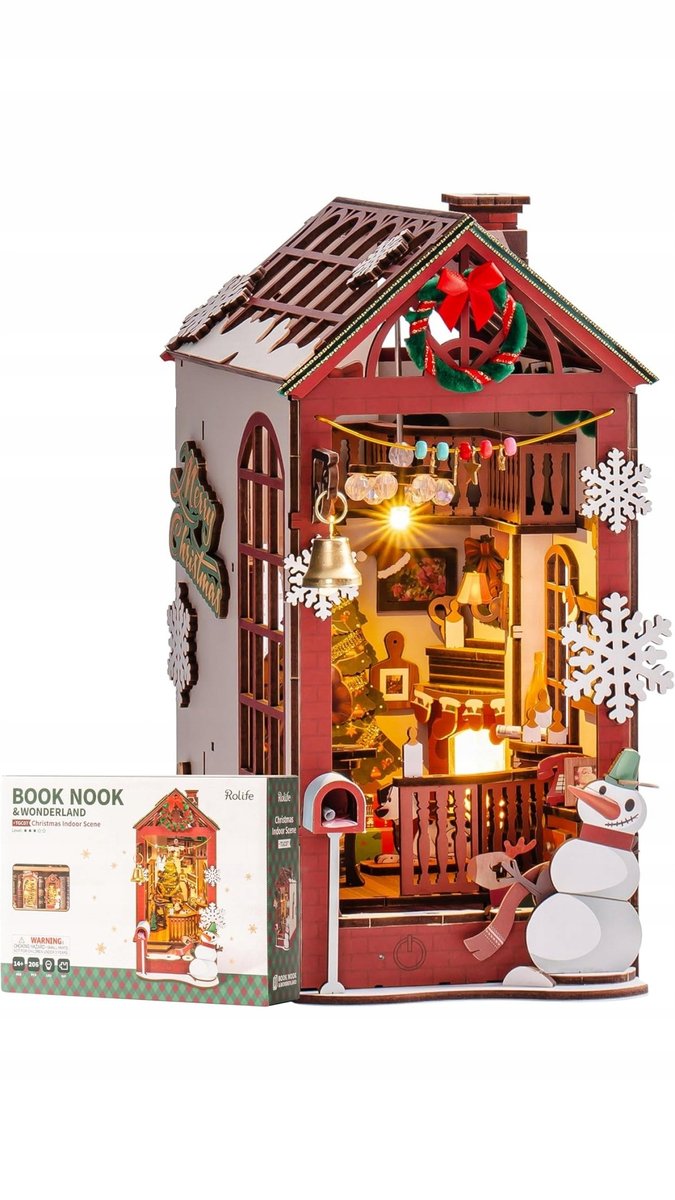 ROBOTIME Puzzle 3D DIY Świąteczny Domek LED do złożenia ozdoba prezent