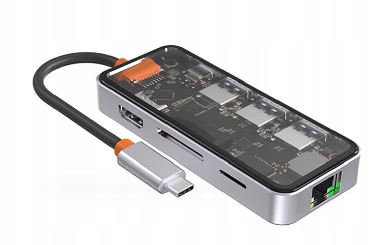 8W1 CLEAR USB HUB ADAPTER DO LAPTOPA MACBOOKA PRO AIR SD HDMI