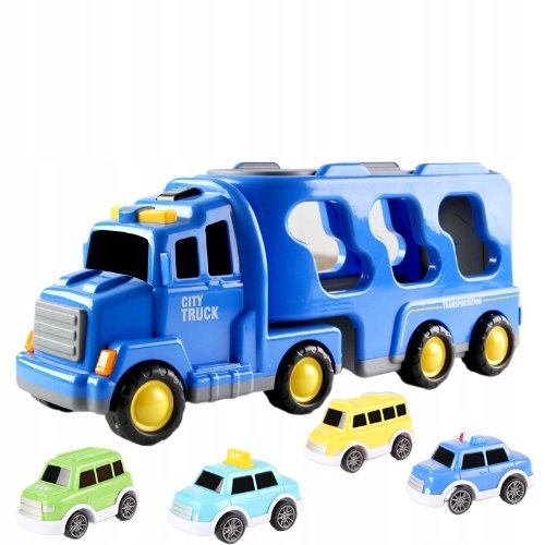 ZABAWKA DUŻY SAMOCHÓD LAWETA POLICJA POJAZDY ZESTAW PREZENT DLA DZIECI