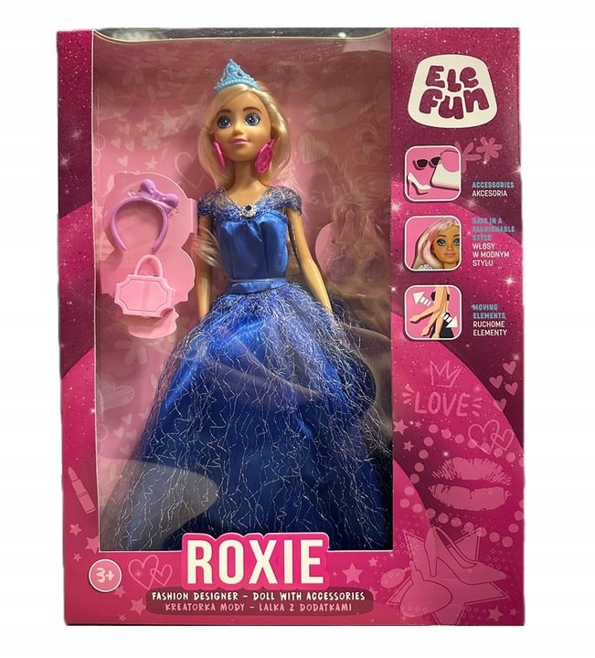 Elefun Lalka w sukni ROXIE Kreatorka mody + dodatki