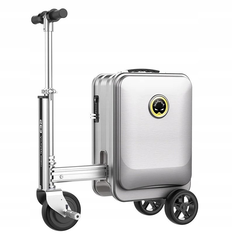 Opinie o INTELIGENTNA WALIZKA ELEKTRONICZNA NA WÓZKU AKUMULATOR SREBRNA SKŁADANA