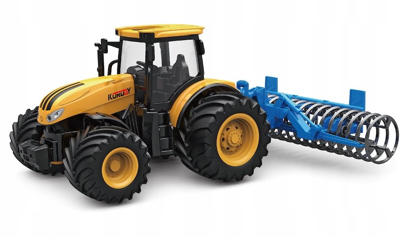 TRAKTOR Z WAŁEM ROLNICZYM GUMOWE KOŁA ZABAWKA POJAZDY ROLNICZE