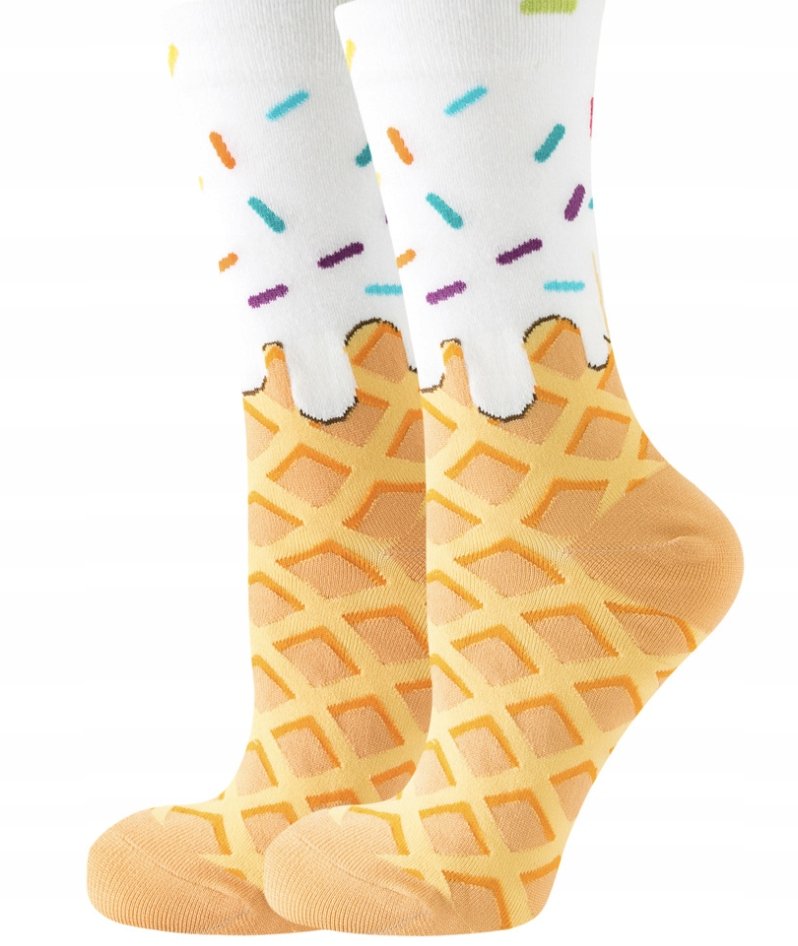 KOLOROWE SKARPETKI SKARPETY DAMSKIE ICE CREAM LODY ŚMIESZNE PREZENT