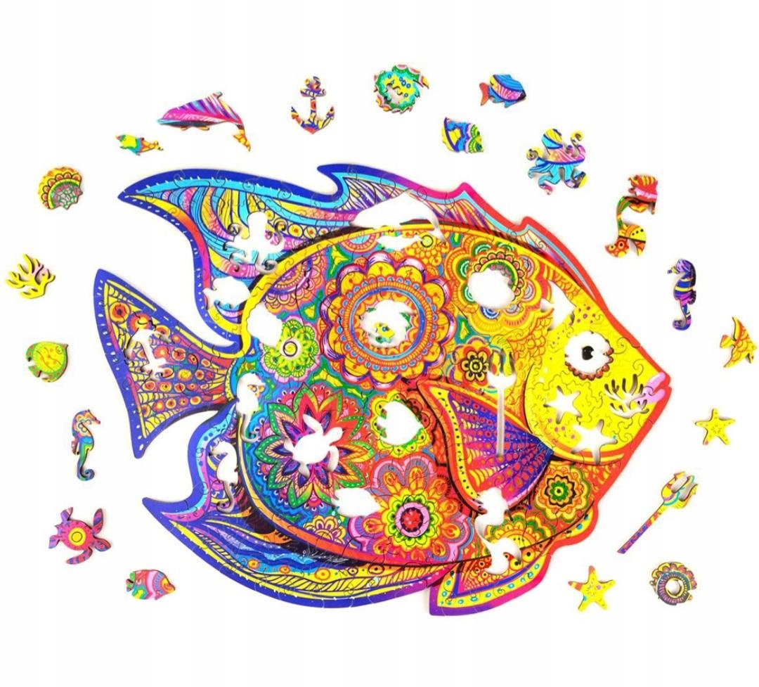 PUZZLE DREWNIANE DLA DOROSŁYCH KOLORY RYBA M