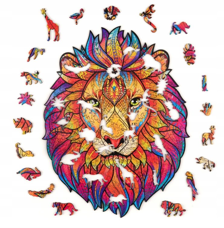 PUZZLE DREWNIANE DLA DOROSŁYCH KOLOROWY LEW A5
