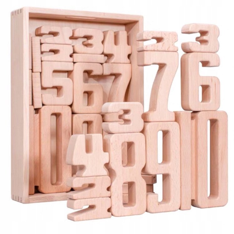DREWNIANE CYFRY UKŁADANKA NAUKA LICZENIA PUZZLE DLA DZIECI MONTESSORI