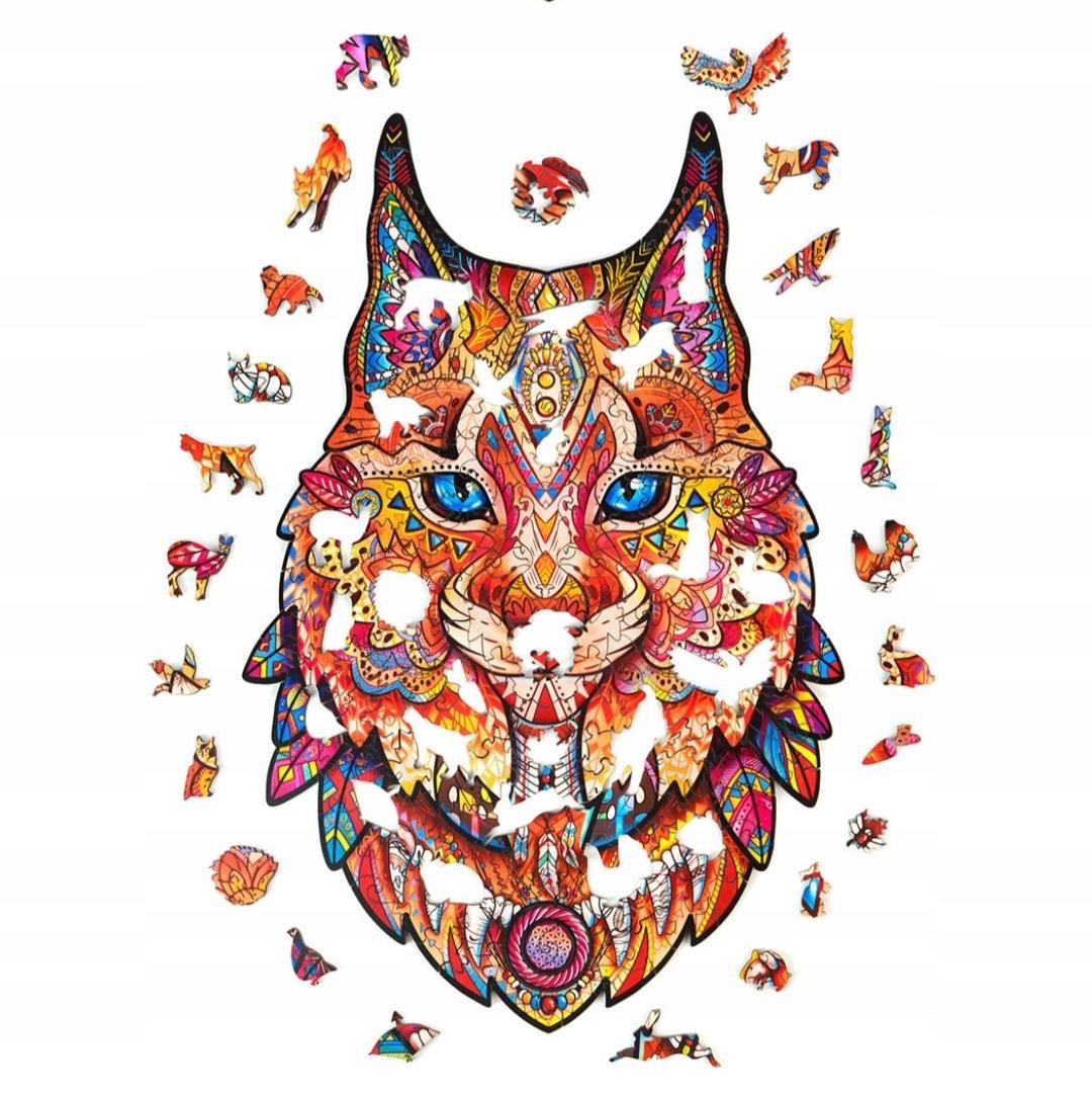 PUZZLE DREWNIANE DLA DOROSŁYCH KOLORY KOT M