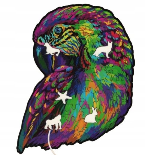 PUZZLE KOLOROWE W KSZTAŁCIE ZWIERZĄT PAPUGA
