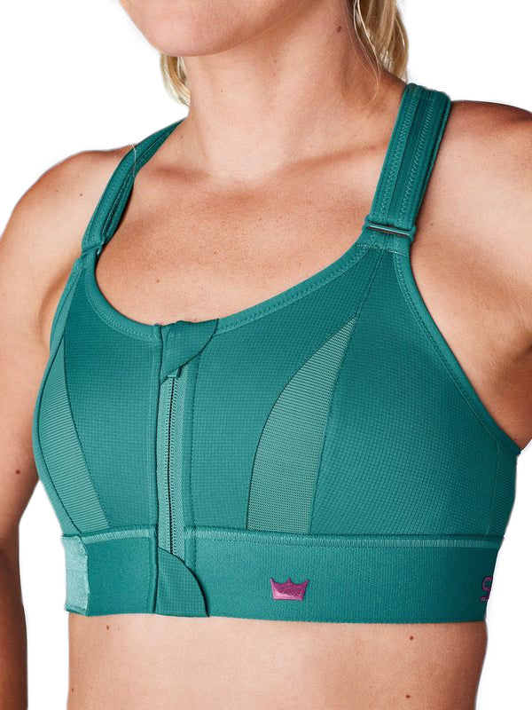 BIUSTONOSZ SPORTOWY SHEFIT CIEMNY ZIELONY MOCNE PODTRZYMANIE REGULOWANY L