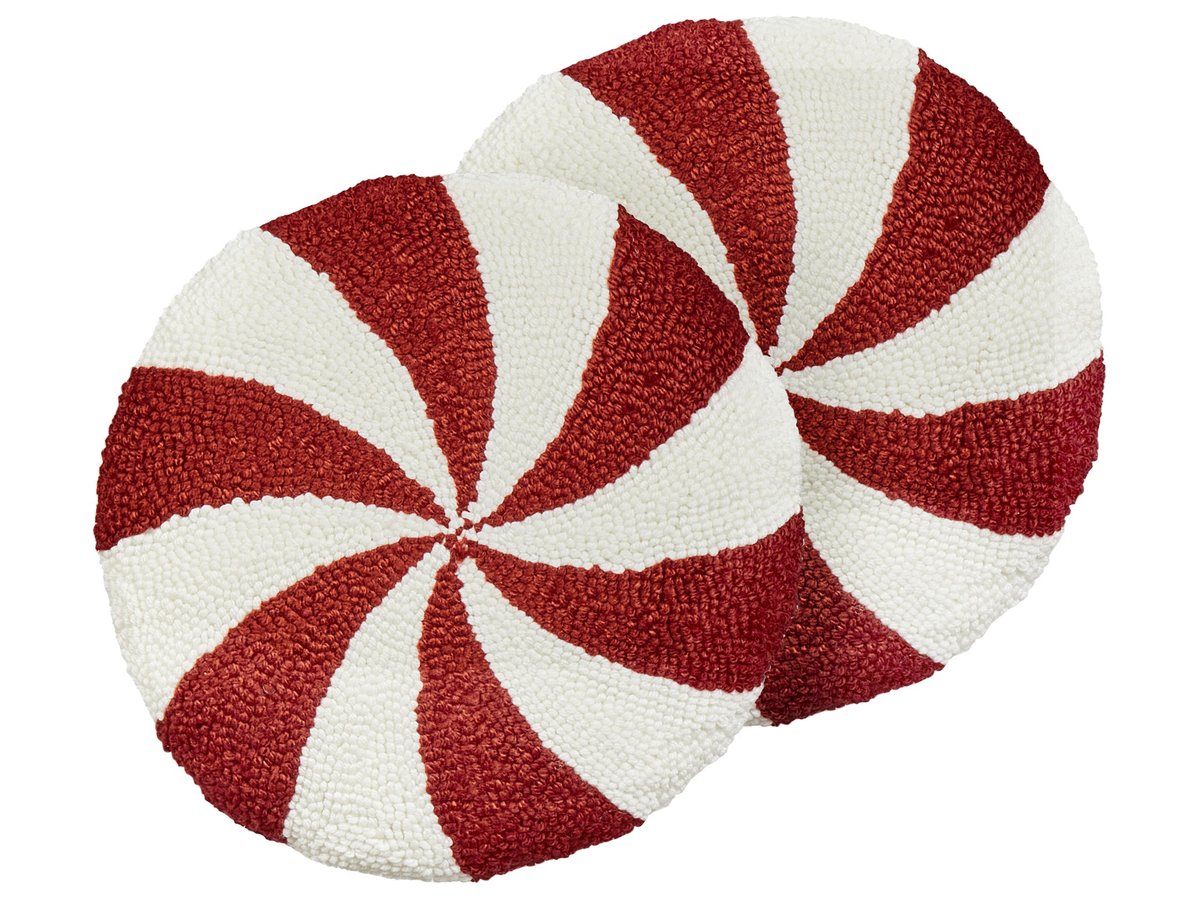 Zestaw 2 poduszek SWIRL CANDY 40 x 40 cm Geometryczny Haft Czerwony