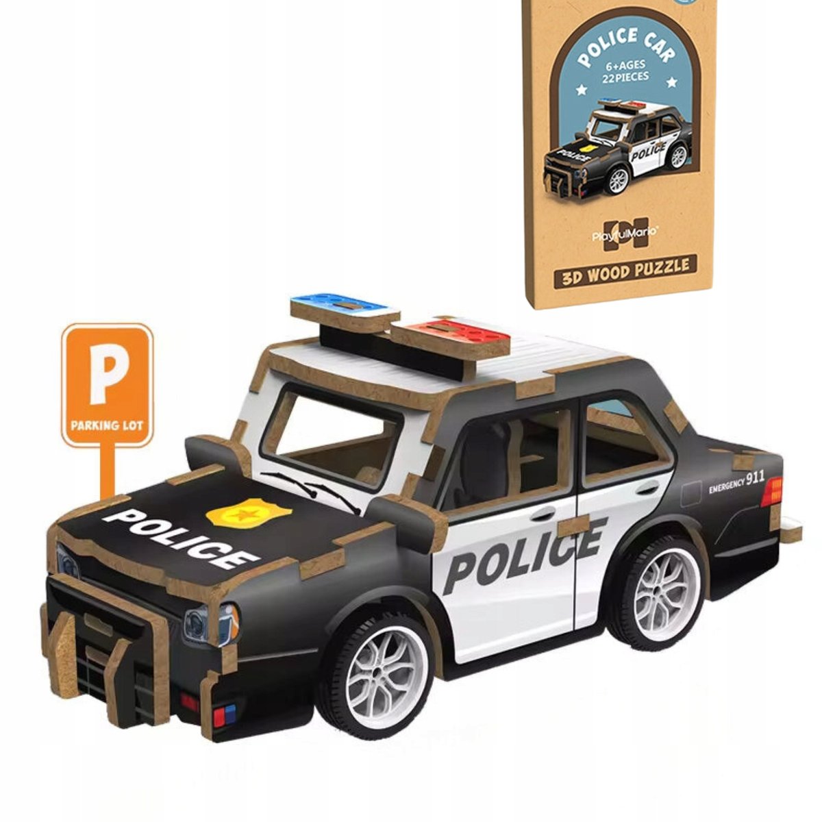 Puzzle Drewniane 3D MINI AUTO POLICYJNE Samochód Policja PREZENT