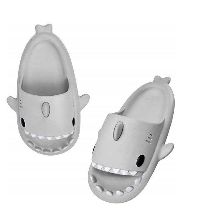 GRUBE KLAPKI NA BASEN REKINY ANTYPOŚLIZGOWE KAPCIE SHARK SZARE 42-43