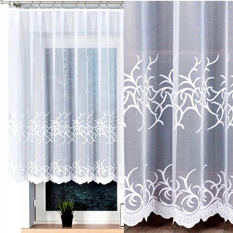 Firana żakardowa BAKARO 200x130cm prosta (gotowa) z obszyciem