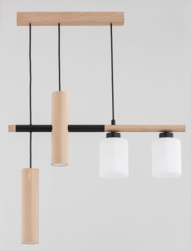 Nimir lampa wisząca 2xE27 + 2xGU10 drewno naturalne 63316