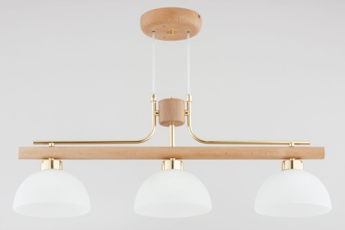 Lessi lampa wisząca 3xE27 drewno + złoto 62530