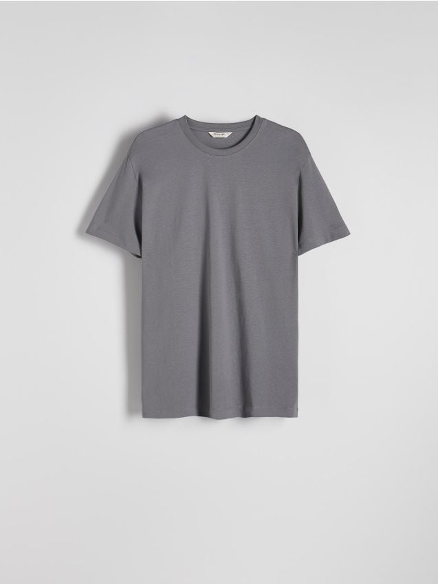 Reserved - Bawełniany t-shirt regular - ciemnoszary