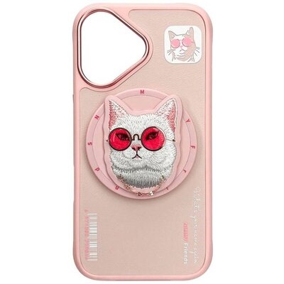 Etui NIMMY Glasses Cool Cat MagSafe do Apple iPhone 16 Różowy