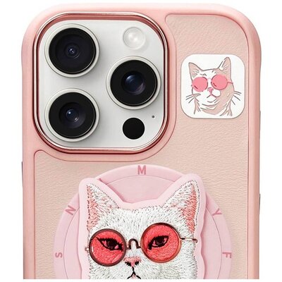 Etui NIMMY Glasses Cool Cat MagSafe do Apple iPhone 16 Pro Różowy