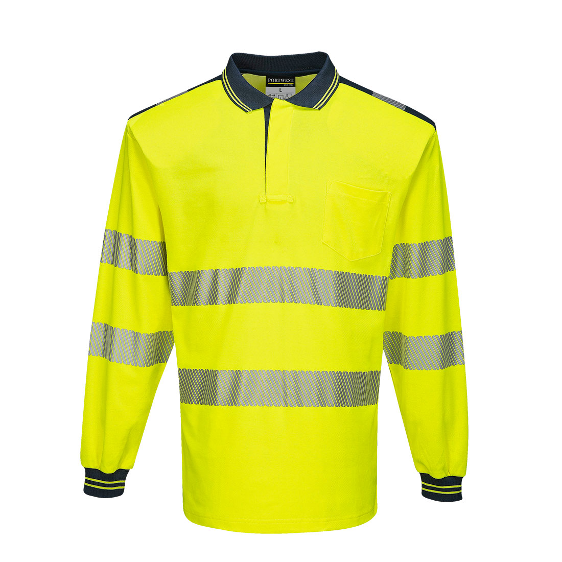 PORTWEST T184 KOSZULKA OSTRZEGAWCZA POLO PW3 Z DŁUGIM RĘKAWEM ; ŻÓŁTY/GRANATOWY