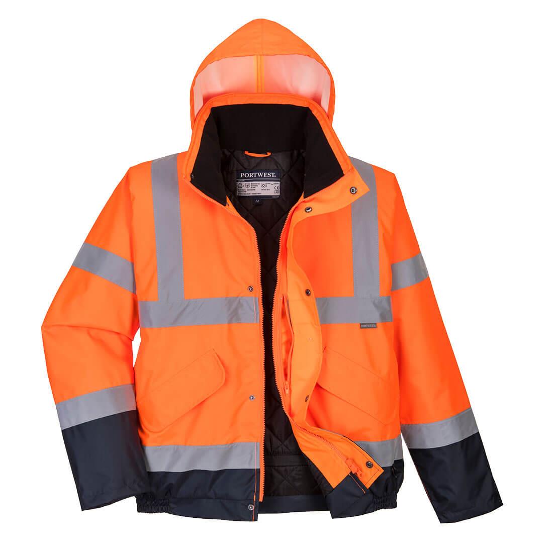 PORTWEST S266 DWUKOLOROWA KURTKA OSTRZEGAWCZA BOMBER ; POMARAŃCZOWY/GRANATOWY