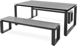 Zestaw mebli ogrodowych Trento stół + 2 ławki - Szary