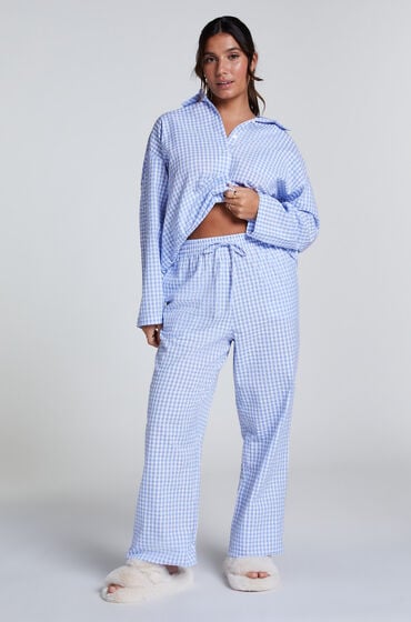 Hunkemöller Spodnie piżamowe bawełniane Niebieski