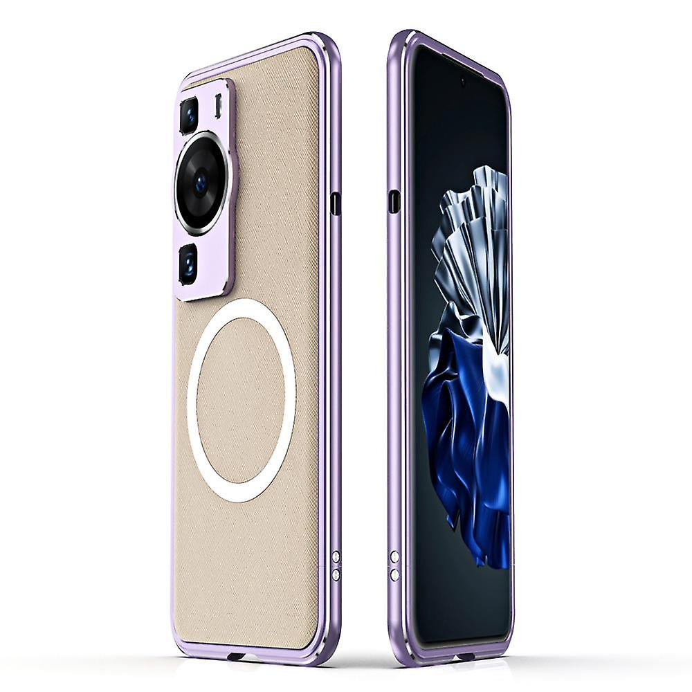 Dla Huawei P60 / P60 Pro Etui na telefon PU Skóra + metalowa rama z osłoną obiektywu aparatu Silver Wielobarwny Style C Huawei P60